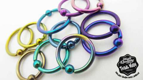 anodized implant grade titanium captive bead rings