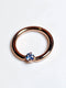 Solid 14kt Rose Gold, London Blue topaz Forward facing seam. Genuine Gemstones. Prong set