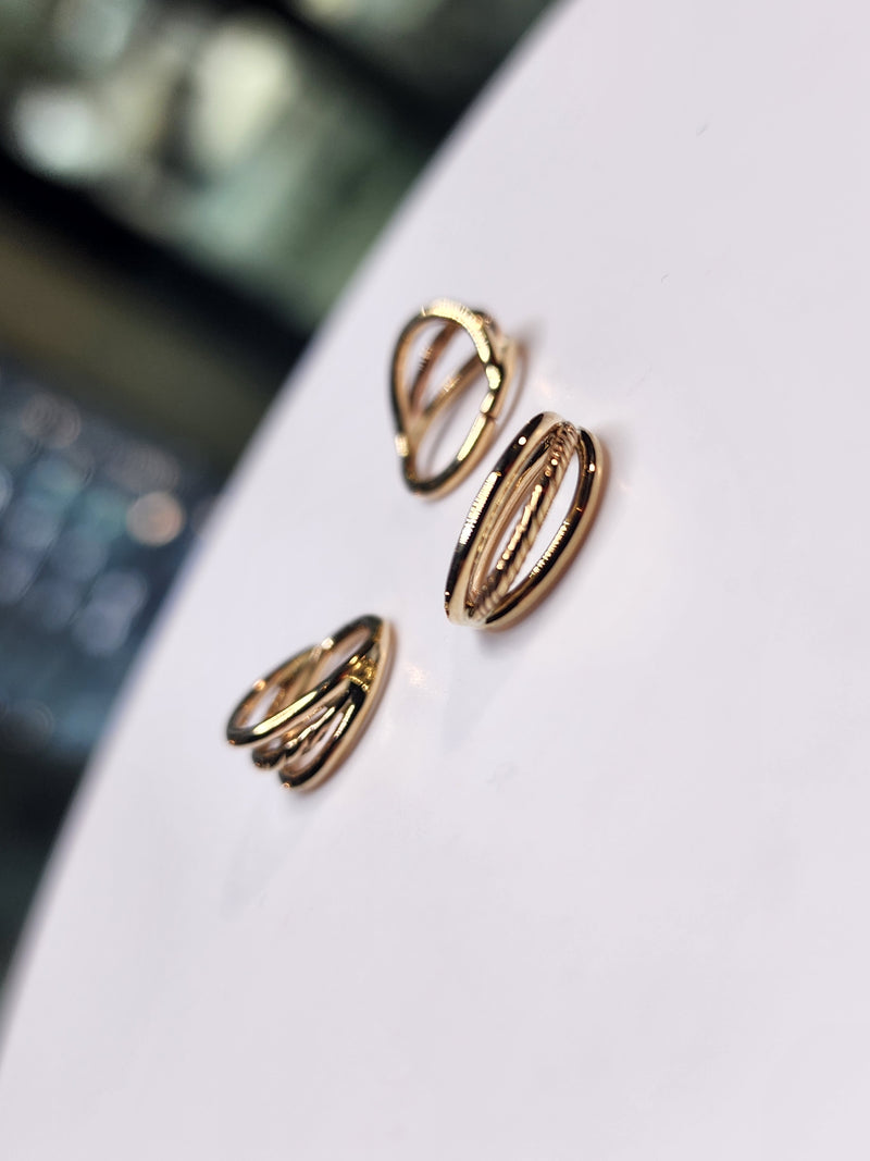 Solid 14kt gold triple stacked seam ring w/ twisted center band-2