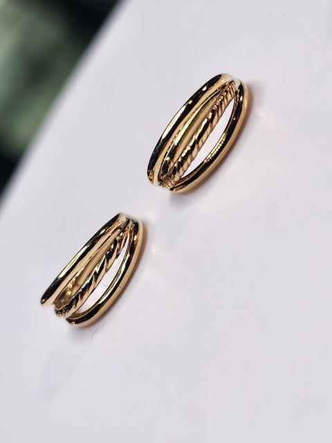 Boxing day sale...Solid 14kt gold triple stacked seam ring w/ twisted center band