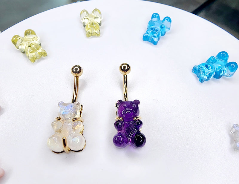 Gemstone gummy bear navel bar-2