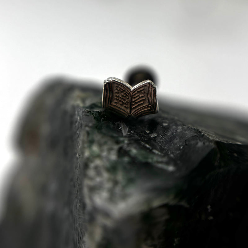* NEW *  Bookworm silver collection- Open book - for healed piercings-3