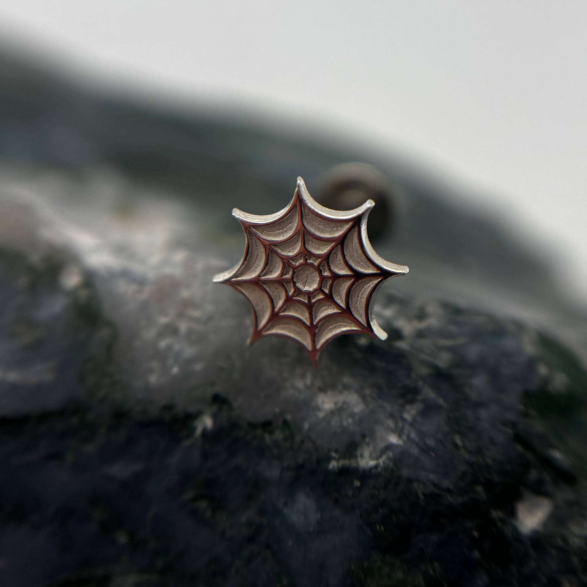 Limited Edition Silver Spiderweb Threadless piece - for healed piercings