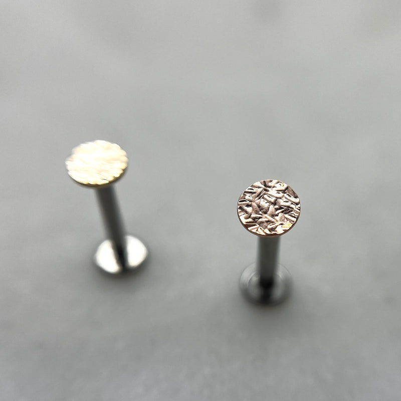 Textured 4mm disc threadless in rose gold-2