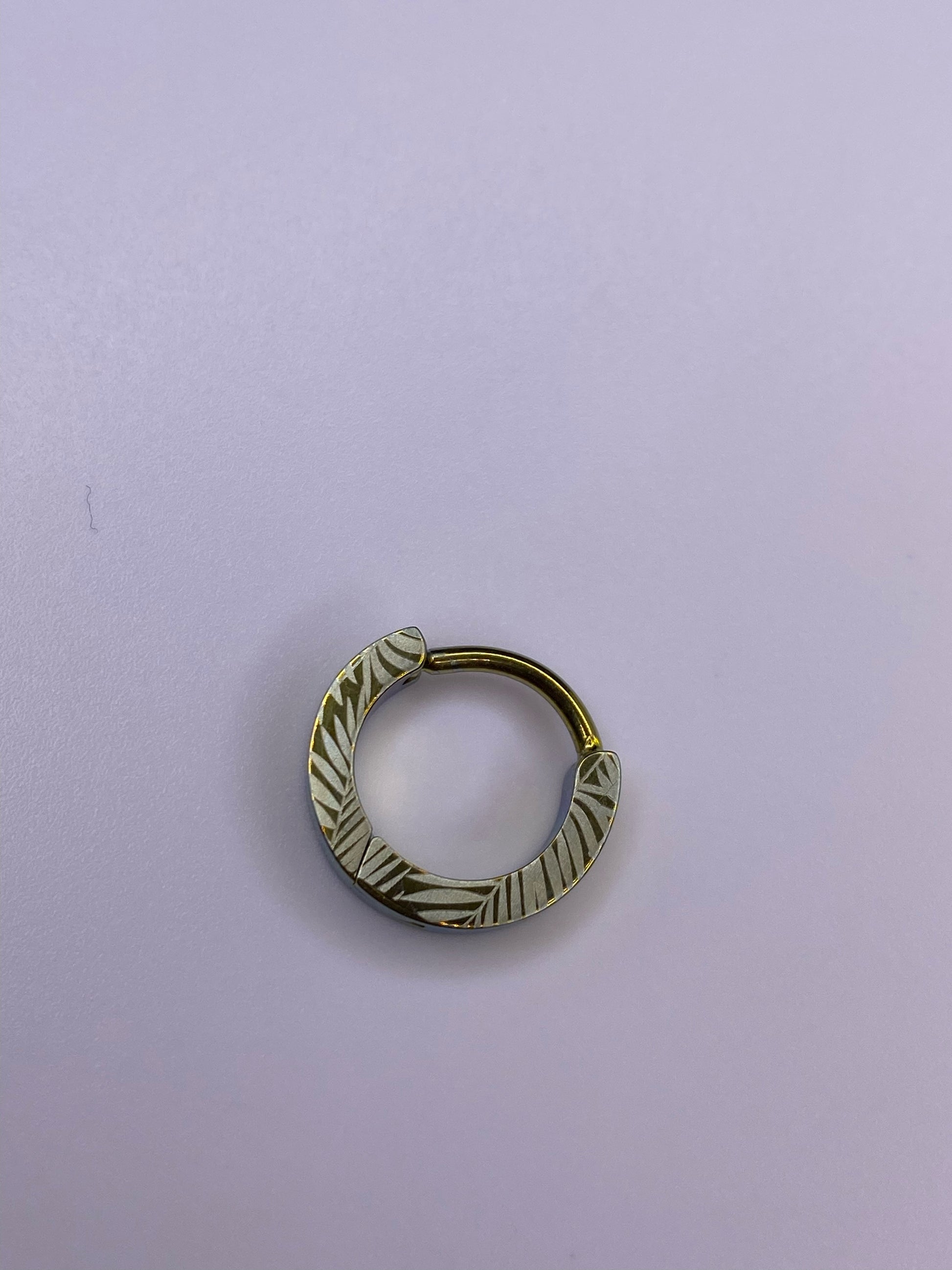 Elevated titanium snap lock clicker "Palm Leaf" (advanced designs) custom Tribal Expression Jewelry