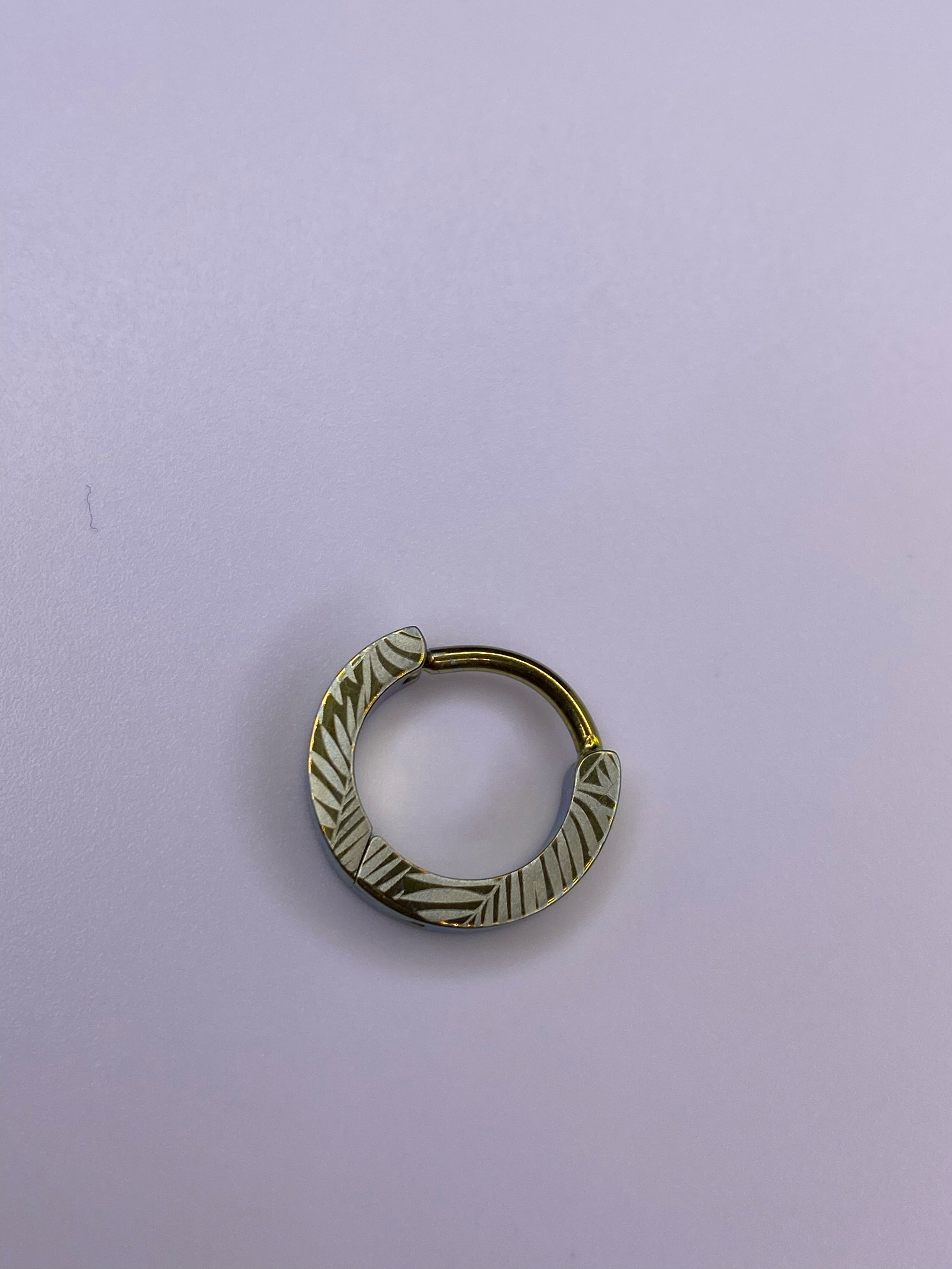 Elevated titanium snap lock clicker "Palm Leaf" (advanced designs) custom Tribal Expression Jewelry