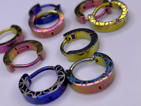 Elevated titanium snap lock clicker "Retro" (advanced designs) custom. Tribal Expression Jewelry