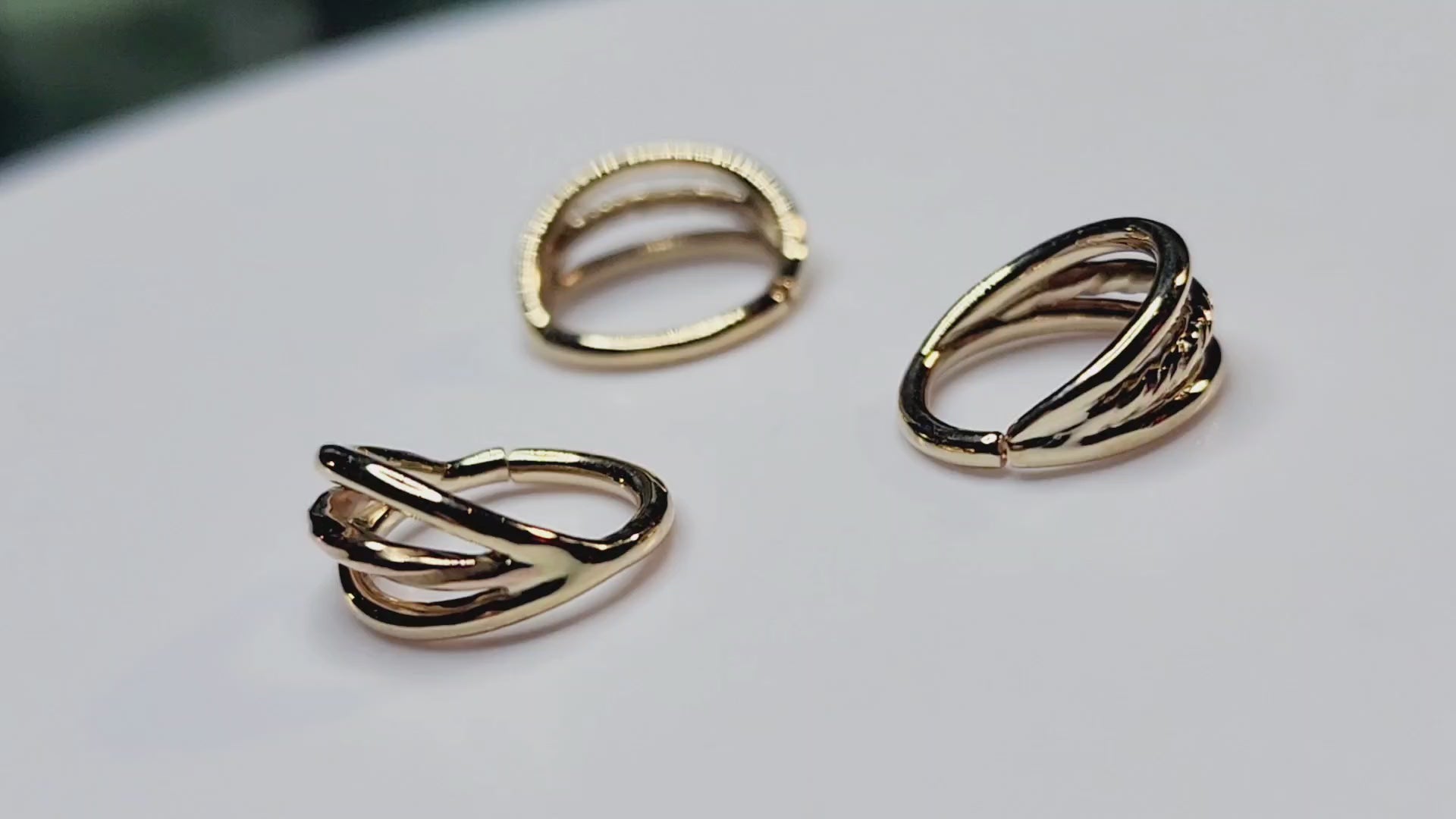 Solid 14kt gold triple stacked seam ring w/ twisted center band-1