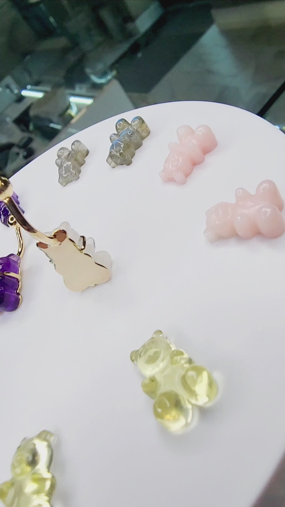 Gemstone gummy bear navel bar-1