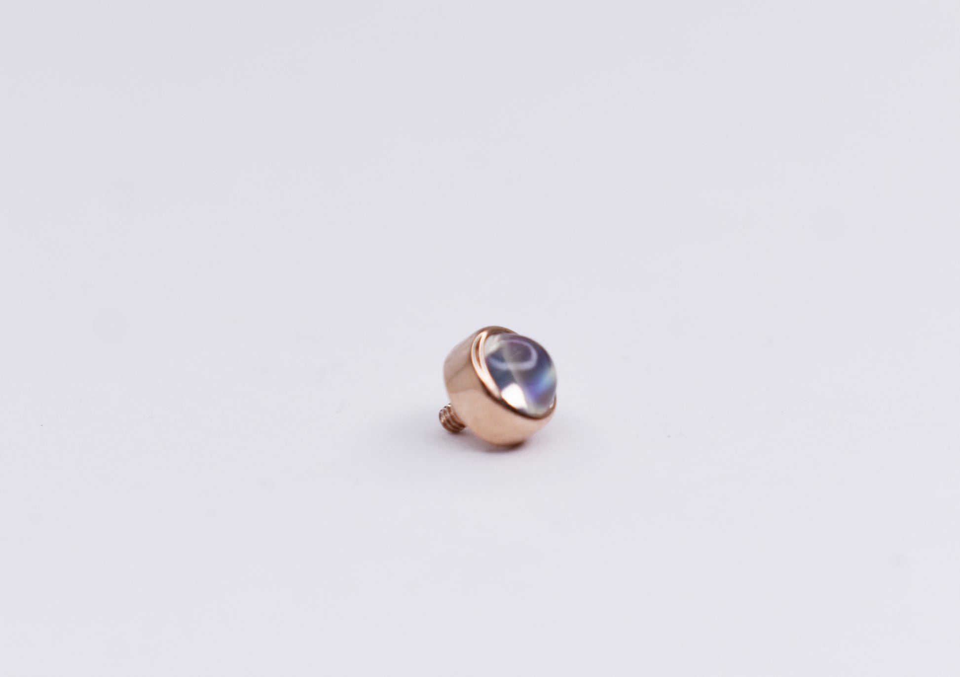 Solid 14kt Rose gold Cabachon cut Blue Moonstone